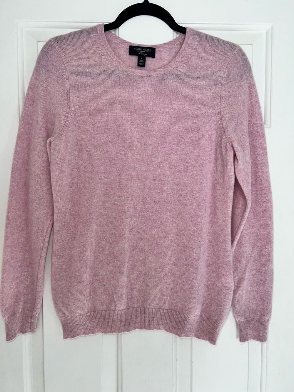 Charter Club 100% Cashmere basic crewneck sweater in Pink - sz M - OD
